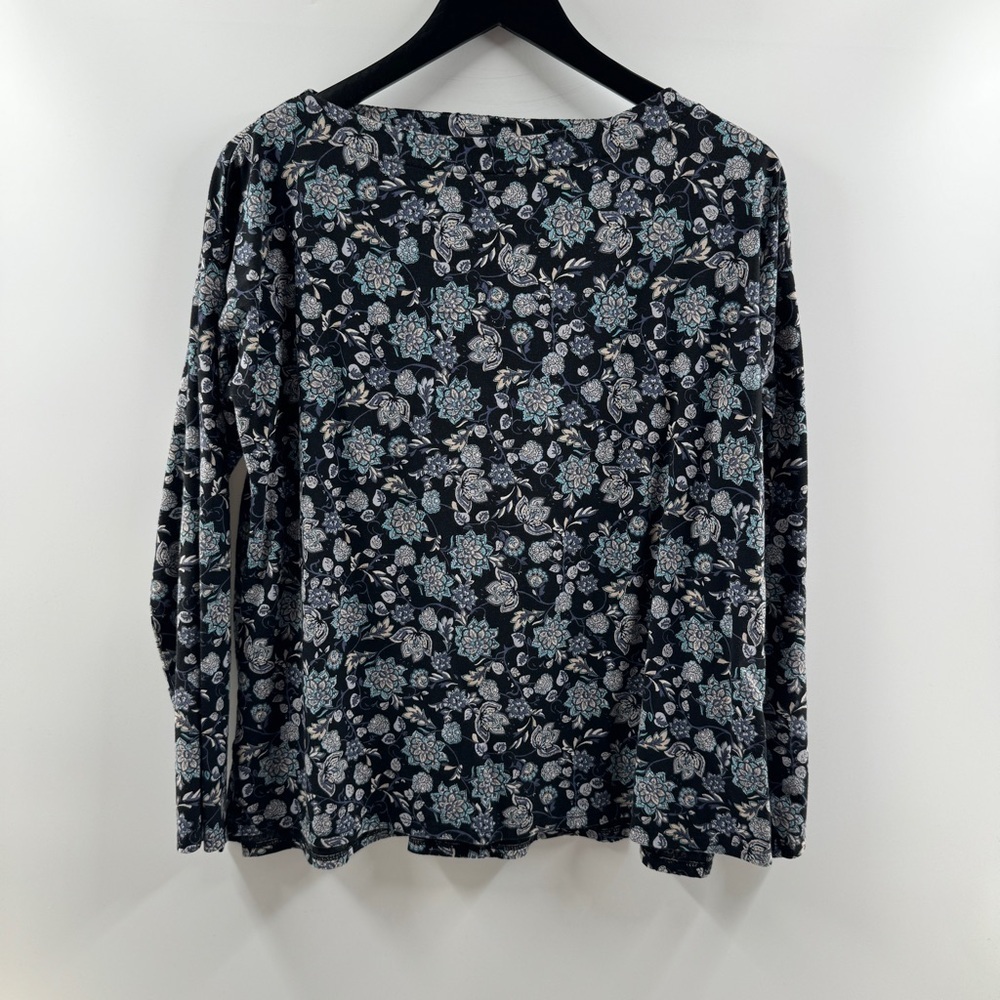 J. Jill Luxe Supima Floral Boat Neck Tee Size Medium
